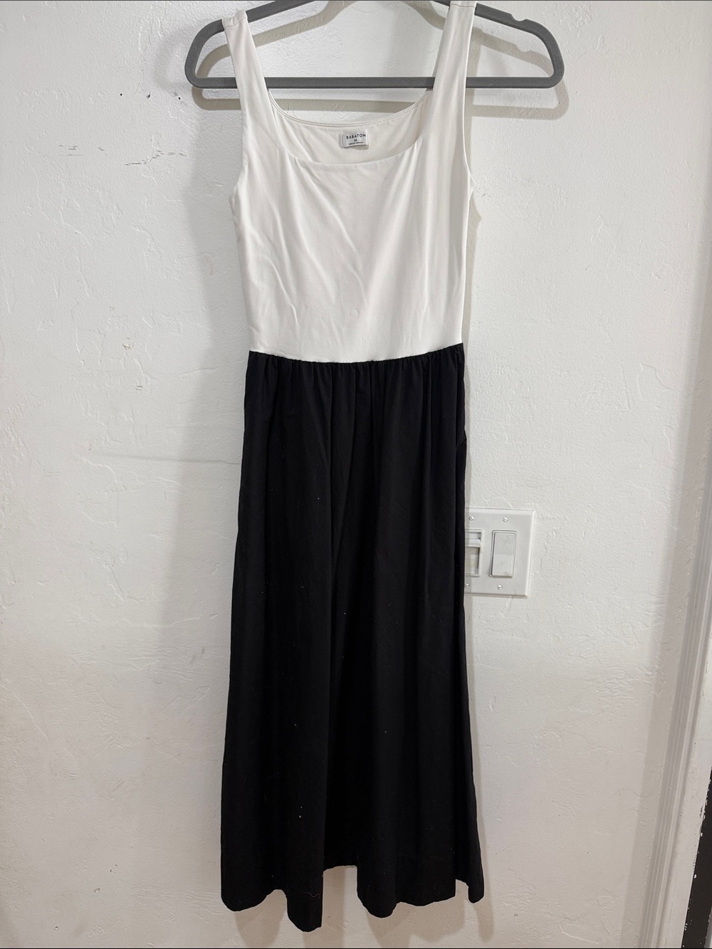 Babaton Two-Tone Sleeveless Maxi Dress in White & Black